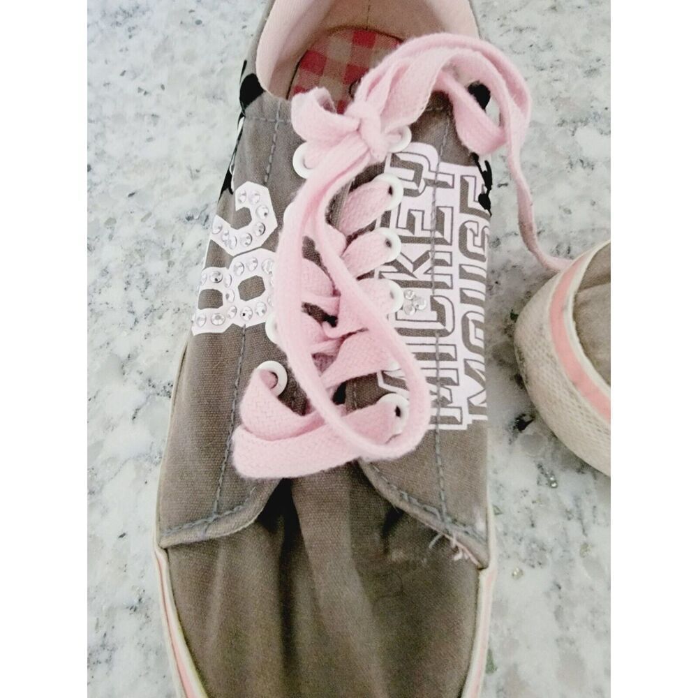 Disney Parks 9 Vintage Sneaker Women's Gray Pink Flats Rhinestone 28 - Picture 3 of 9